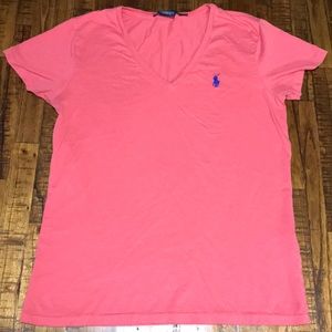 Women’s Medium Ralph Lauren v neck tee coral